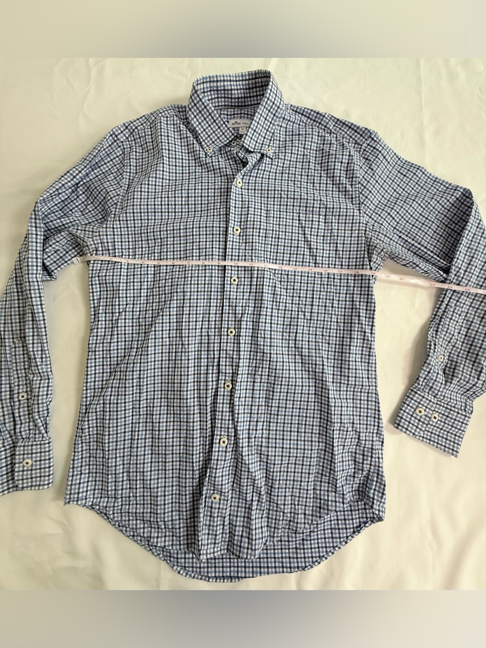 Peter Millar gingham check Navy and White Checked Button-Down long sleeve Shirt